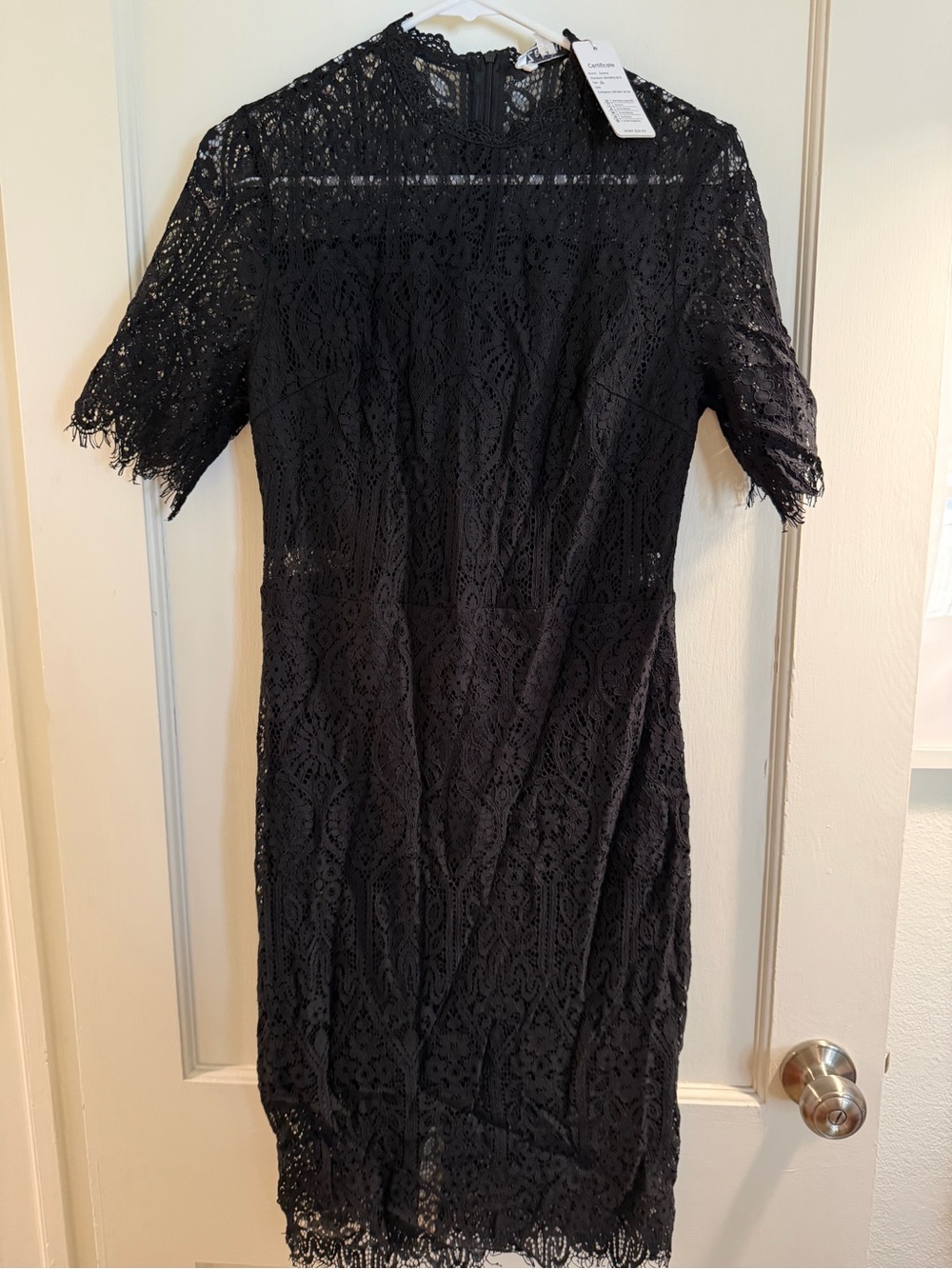 Black Lace Short Sleeve Dress